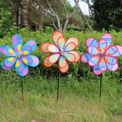 Lollanda 4-pack färgglad vindsnurra för trädgård och uteplats – trädgårdsdekoration och fågelskrämma för gräsmatta, gård och rabatter