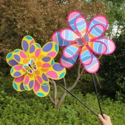 Lollanda 4-pack färgglad vindsnurra för trädgård och uteplats – trädgårdsdekoration och fågelskrämma för gräsmatta, gård och rabatter