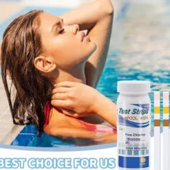 Lollanda 50-pack 3-i-1 Pooltestremsor och Spa-teststickor - pH, Vattentestare, Alkalinitet, Fritt Klor