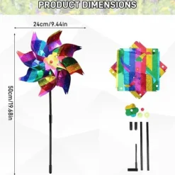 Lollanda 4-pack Reflekterande Vindsnurra Fågelskrämma – Fågelavvisande för gård, trädgård, lada och fruktodling