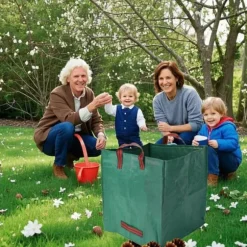 Lollanda 2-pack Trädgårdssäckar 270L – Självstående Trädgårdspåsar med Handtag 65x65x65 cm, för Löv, Gräs, Ved & Trädgårdsavfall