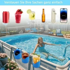 Lollanda Poolhållare för dryck 4-pack, Utomhus Dryckeshållare – Stabil, Praktisk, Fäst på poolen