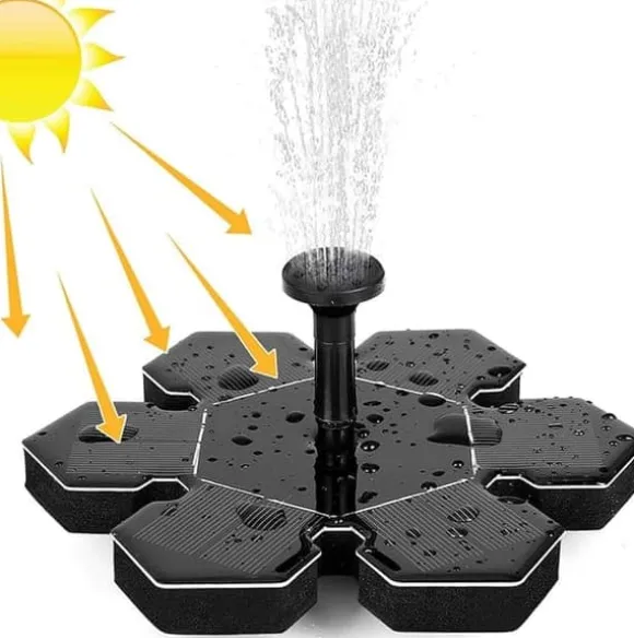 Lollanda Solcellsdriven Fontänpump med 7 Munstycken - Flytande Sol Fontänpump, för Trädgård, Pool och Fågelbad