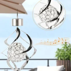 Lollanda Solcellsdriven Vindspelslampa, Vindspel med RGB, Vindspel Med Solcell LED, IP65, Vindklocka Trädgårdsdekoration Utomhusbelysning