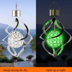 Lollanda Solcellsdriven Vindspelslampa, Vindspel med RGB, Vindspel Med Solcell LED, IP65, Vindklocka Trädgårdsdekoration Utomhusbelysning