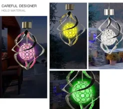 Lollanda Solcellsdriven Vindspelslampa, Vindspel med RGB, Vindspel Med Solcell LED, IP65, Vindklocka Trädgårdsdekoration Utomhusbelysning