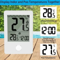 Lollanda Trådlös Flytande Pooltermometer med LED-display, Vattentålig IPX8 - För Pool & Spa