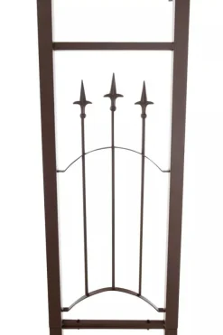 Luxor Exclusive Iron Rose Arch with Gate - Heavy Duty Metal Climbing Plant Support, Brown, 220cm Height