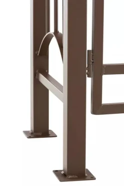 Luxor Exclusive Iron Rose Arch with Gate - Heavy Duty Metal Climbing Plant Support, Brown, 220cm Height