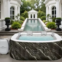 Lyxig jacuzzi – Ø180 cm – 799L – 120 strålar – Värmer upp till 40°C – Frostskydd – Isolerande lock – Bubbelbad för inomhus och utomhus – 4 personer – | CDON