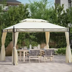 Lyxpaviljong 3x4 m, creme – partytält för trädgård & terrass