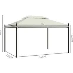 Lyxpaviljong 3x4 m, creme – partytält för trädgård & terrass