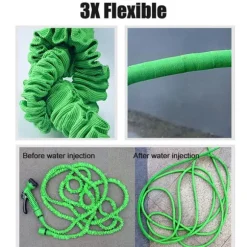 15m flexibel expanderande trädgårdsslang med munstycke/skumtank, standard 1/2" snabbkoppling, ingen dålig lukt, snabbare flöde