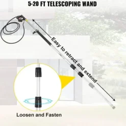 1,5-6m 4000PSI 9GPM högtryckstvätt teleskopisk förlängningsstav med 5 munstycken, för 3/8