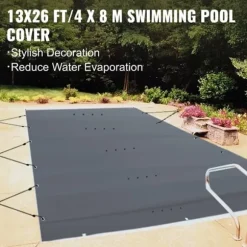 4m x 8m poolskydd, pool säkerhetsskydd, slitstarkt PVC-material, förbättrad säkerhet, skyddad mot skräp och löv, lätt att installera
