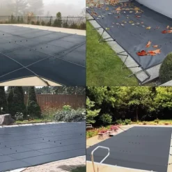 4m x 8m poolskydd, pool säkerhetsskydd, slitstarkt PVC-material, förbättrad säkerhet, skyddad mot skräp och löv, lätt att installera
