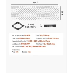 Markgaller 2-tums, Geocellgaller 16,4x6,5FT / 5000x1980mm, Perfekt för Grusstabilisering
