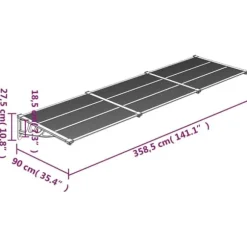 Markiser - Living Entrétak grå och transparent 358,5x90 cm polykarbonat