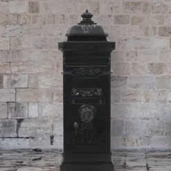 Markpostlåda vintage stil rostfri aluminium svart