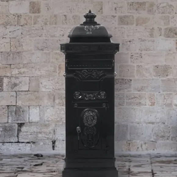 Markpostlåda vintage stil rostfri aluminium svart