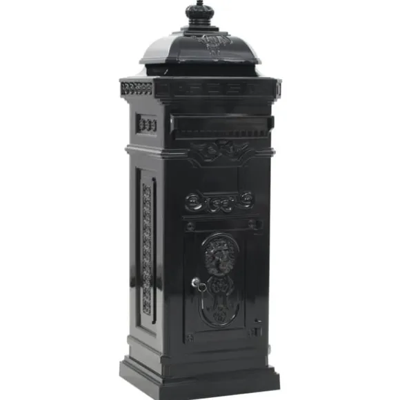 Markpostlåda vintage stil rostfri aluminium svart