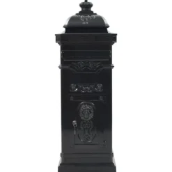 Markpostlåda vintage stil rostfri aluminium svart