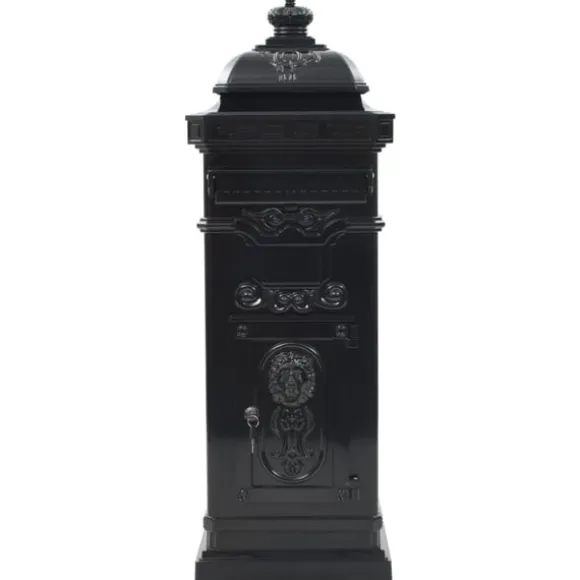 Markpostlåda vintage stil rostfri aluminium svart