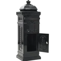 Markpostlåda vintage stil rostfri aluminium svart