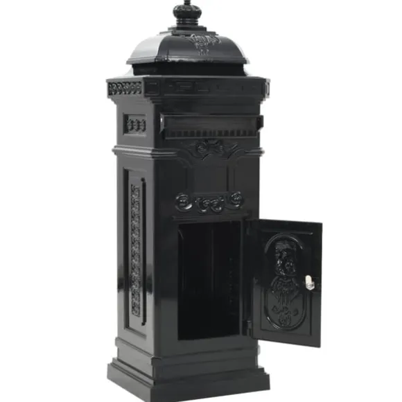 Markpostlåda vintage stil rostfri aluminium svart