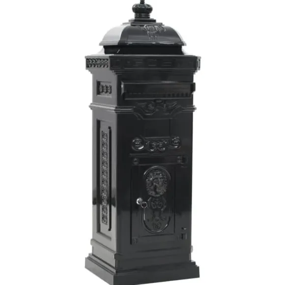 Markpostlåda vintage stil rostfri aluminium svart