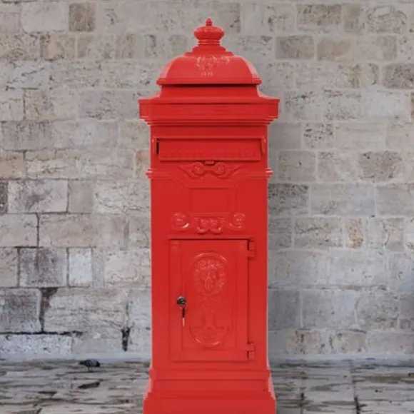 Markpostlåda vintage stil rostfri aluminium röd