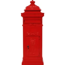 Markpostlåda vintage stil rostfri aluminium röd