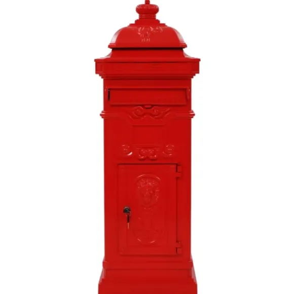 Markpostlåda vintage stil rostfri aluminium röd