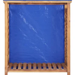 Massiv vedbod i akaciaträ för utomhusbruk | Storlek: 105x38x115 cm | Färg: Naturlig träfinish