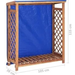 Massiv vedbod i akaciaträ för utomhusbruk | Storlek: 105x38x115 cm | Färg: Naturlig träfinish