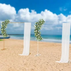 Metall bröllopsbåge, bakgrundsstativ, vit, storlek M, för trädgård, fotostudio och födelsedagsfester
