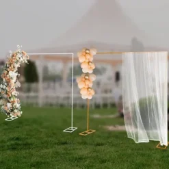 Metall bröllopsbåge, bakgrundsstativ, vit, storlek M, för trädgård, fotostudio och födelsedagsfester