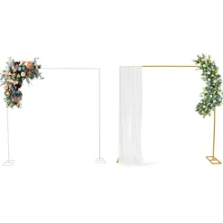 Metall bröllopsbåge, bakgrundsstativ, vit, storlek M, för trädgård, fotostudio och födelsedagsfester