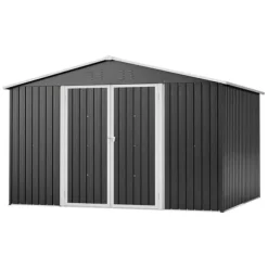 Metall redskapsbod 300×252×191 cm, XXXL med sadeltak – trädgårdsförråd/lager, antracit