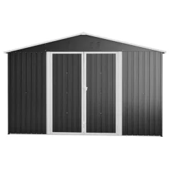 Metall redskapsbod 300×252×191 cm, XXXL med sadeltak – trädgårdsförråd/lager, antracit