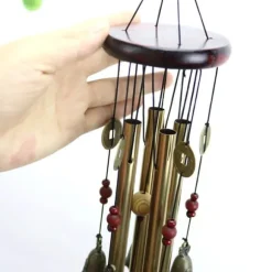 Metall Träklocka Vindspel Väggbonad Heminredning Hängsmycken För Dörr Balkong G 19