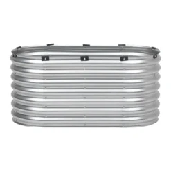 Metall Upphöjd Trädgårdssäng 4x2x2ft, Utomhus Galvaniserad Planteringslåda, Silverfärgad