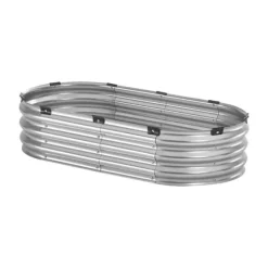 Metall Upphöjd Trädgårdssäng 4x2x1ft, Utomhusplanteringslåda, Galvaniserad, Silverfärgad
