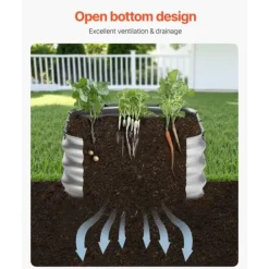 Metall Upphöjd Trädgårdssäng 4x2x1ft, Utomhusplanteringslåda, Galvaniserad, Silverfärgad