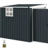 Metallförråd för trädgården, 128x193x181 cm, Mörkgrå