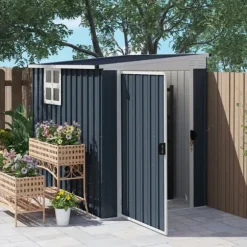Metallförråd för trädgården, 128x193x181 cm, Mörkgrå