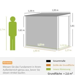 Metallförråd för trädgården, 128x193x181 cm, Mörkgrå