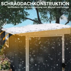 Metallförråd för trädgården, 128x193x181 cm, Mörkgrå