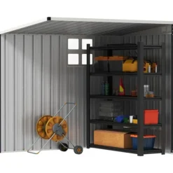 Metallförråd för trädgården, 128x193x181 cm, Mörkgrå