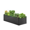 Metallisk Upphöjd Trädgårdssäng, 6x3x2ft Modell, Utomhus Galvaniserad Planteringslåda, Mörkgrå Färg